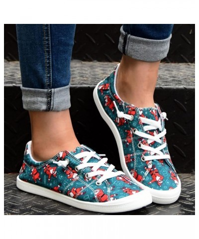 Women's Canvas Sneakers Canvas Shoes Lace up White Black Sneakers Casual Walking Shoes H64-green $14.41 Athletic Shoes