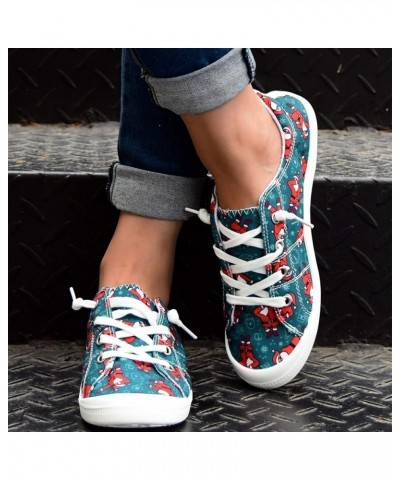 Women's Canvas Sneakers Canvas Shoes Lace up White Black Sneakers Casual Walking Shoes H64-green $14.41 Athletic Shoes