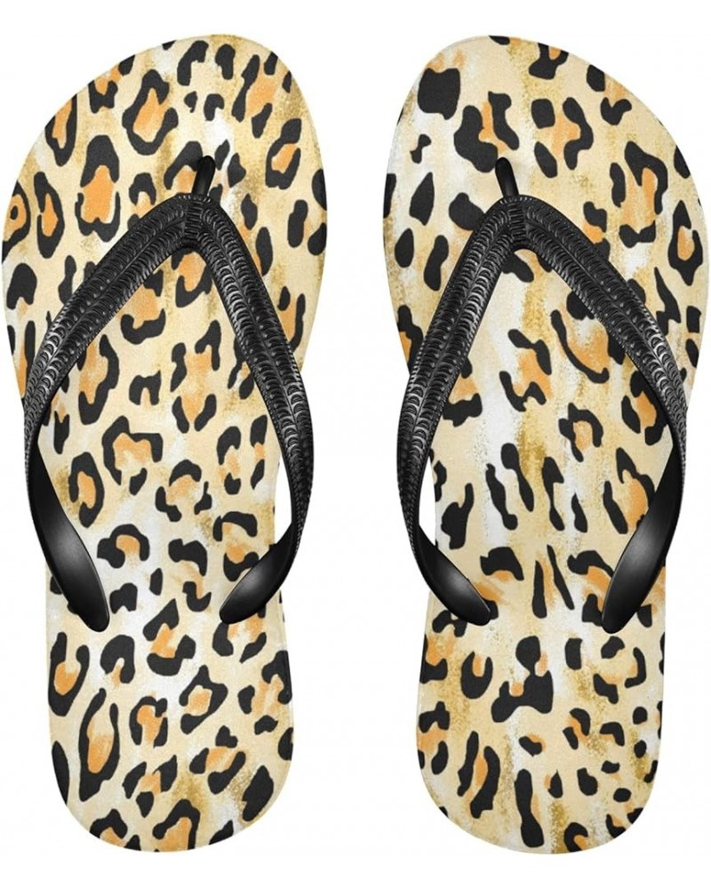 Watercolor Color Leopard Womens Flip Flops Summer Beach Sandals Casual Thong Slippers Comfortable Shower Slippers Non Slip Wa...