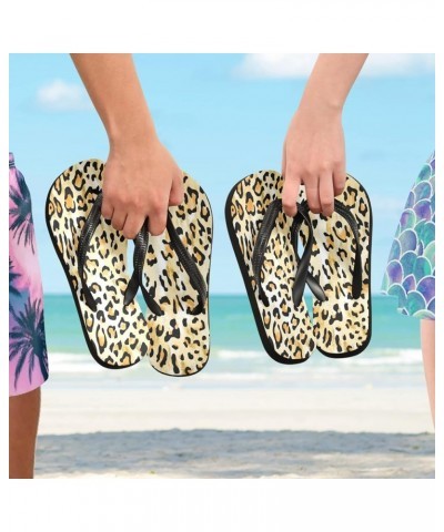 Watercolor Color Leopard Womens Flip Flops Summer Beach Sandals Casual Thong Slippers Comfortable Shower Slippers Non Slip Wa...