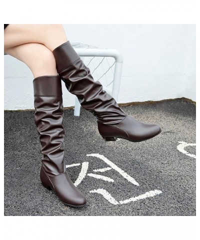 Brown Knee High Boots for Women Wide Calf Extra Wide Calf Knee High Boots for Women Plus Size White Cowboy Boots Women Size 5...