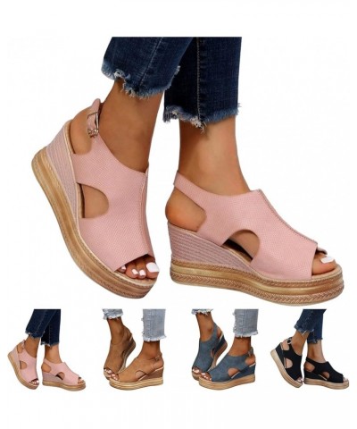 Espadrille Wedge Sandals for Women Dressy Summer Espadrilles for Women Platform Wedges Buckle Ankle Strap Hollow Out Peep Toe...