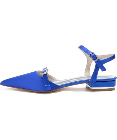 Womens Pointed Toe Bridal Wedding Shoes Flats Ankle Strap Comfort Closed Toes Low Heel Work Shoes Royal Blue $29.89 Flats