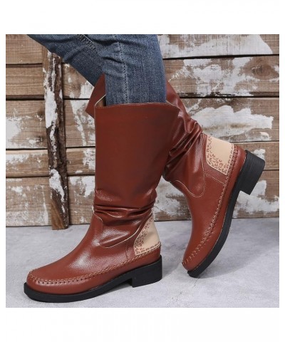 Pink Cowgirl Boots Women'S Lace-Up Combat Boot Steel Toe Boots for Women Boots Pointed Toe C-brown $32.22 Boots