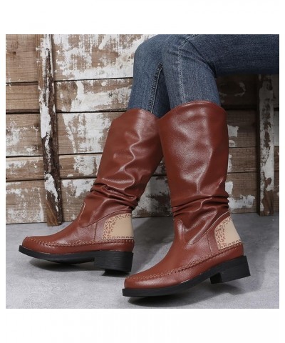 Pink Cowgirl Boots Women'S Lace-Up Combat Boot Steel Toe Boots for Women Boots Pointed Toe C-brown $32.22 Boots