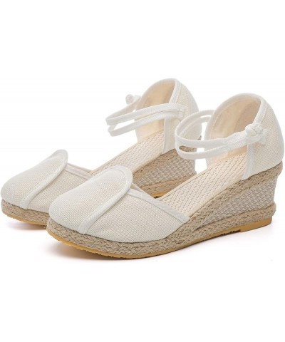 Sandals for Women Dressy Summer, Cute Ankle Strap with Arch Support Comfy Espadrilles Wedges Sandals White $16.81 Outdoor Shoes