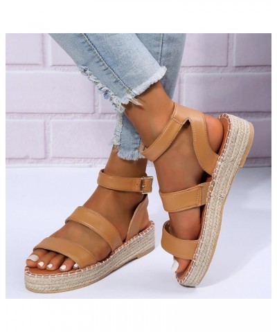 Women's Open Toe Platform Wedge Sandals Espadrille Fashion Suede Slip on Ankle Sandals Comfortable Beach Leopard Sandals for ...