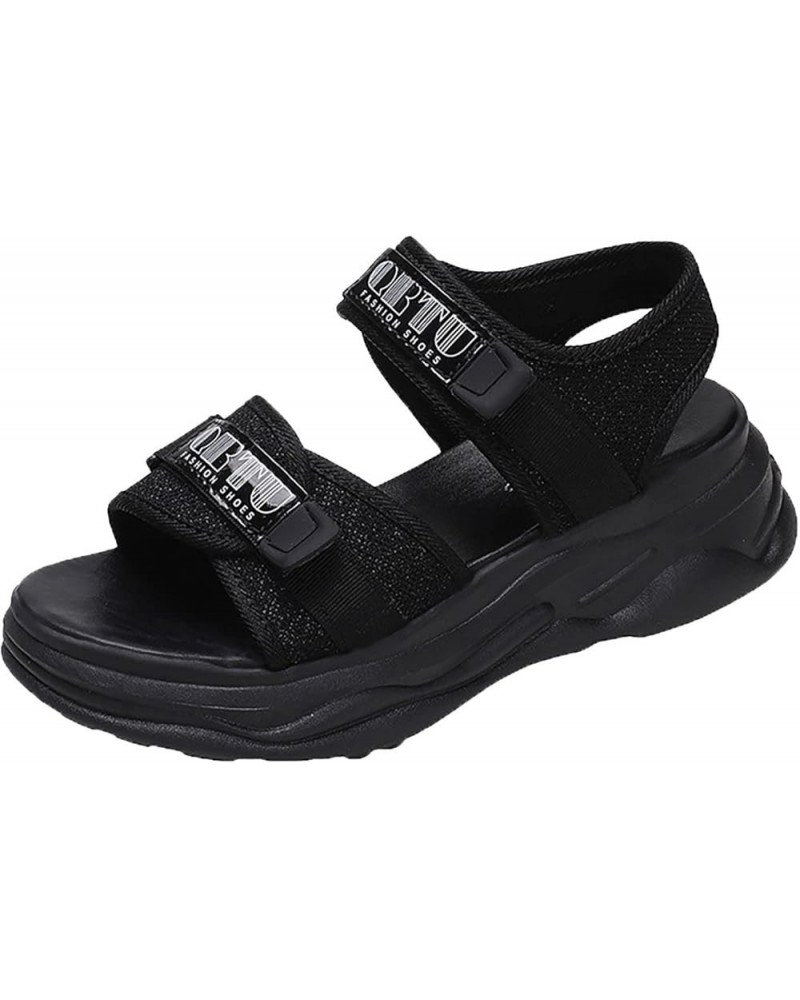 Yoga Sandals for Women Sports Sandals Female Summer Thick Bottom Women's Shoes Fashion Rome Casual Shoes (Black, 8) 7.5 Black...