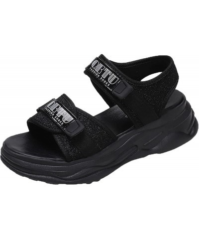 Yoga Sandals for Women Sports Sandals Female Summer Thick Bottom Women's Shoes Fashion Rome Casual Shoes (Black, 8) 7.5 Black...