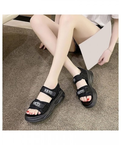 Yoga Sandals for Women Sports Sandals Female Summer Thick Bottom Women's Shoes Fashion Rome Casual Shoes (Black, 8) 7.5 Black...