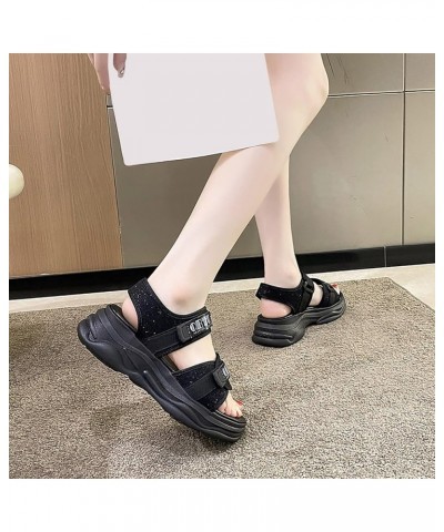 Yoga Sandals for Women Sports Sandals Female Summer Thick Bottom Women's Shoes Fashion Rome Casual Shoes (Black, 8) 7.5 Black...