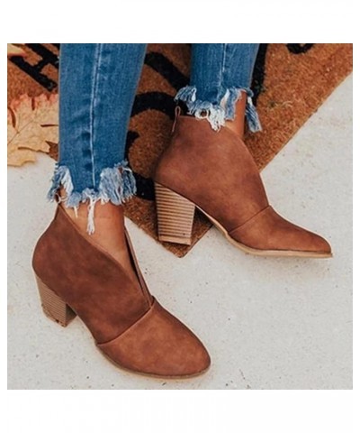 Wide Women's Ankle Boots Thick Heel Low Heeled Booties for Women Women Platform Wedge Booties Chunky Block Heel Ankle Boots A...