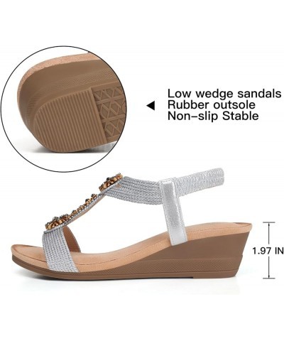 Womens Sandals Wedge Dressy: Comfortable Open Toe Sandal - Dressy Sandals Women - Ankle Strap with Arch Support 2782-silver $...