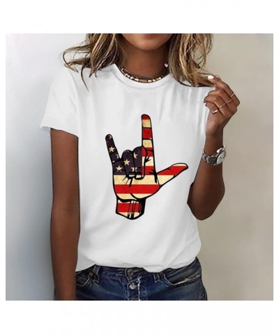 Crop Top Sleeveless Printed Round Neck Sleeveless Casual Top and Tank Top Top Loose Fit White-2024 Independence Day Shirt $8....