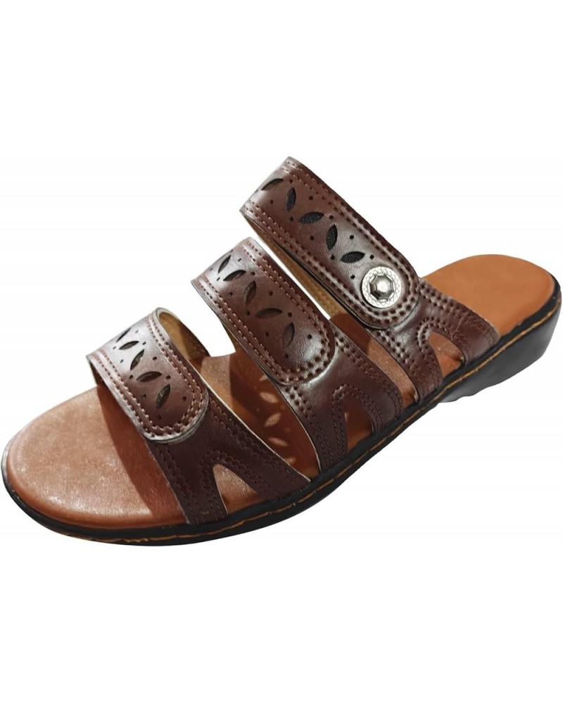 Ladies Pillow Sandals Fashion Women Summer Solid Wedges Breathable Slip On Open Toe Comfortable Beach Outdoor Brown $13.06 Sa...