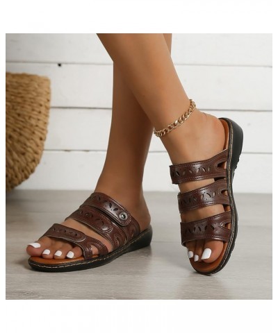 Ladies Pillow Sandals Fashion Women Summer Solid Wedges Breathable Slip On Open Toe Comfortable Beach Outdoor Brown $13.06 Sa...