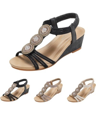 Women Footwea Adjustable Strappy Women Flat Sandals Cute Chunky Block Heels Platform Wedge Sandals Sport Outdoor Clearance 2-...