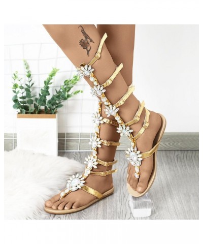 Black Strappy Sandals Flat Women Dressy Low Heels Casual Women'S Sandals Women Sandal Sandals Strappy Sandals Women Pl B-gold...