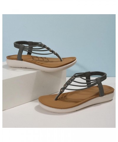 Clear Strap Sandals for Women Women Summer Elastic Band Casual Open Toe Flat Comfortable Soft Sole Beach Shoes Sandals Sandal...