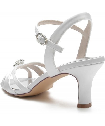 Women's Open Toe Sandals Kitten Heel Wedding Bridal Shoes Ankle Strap Satin Evening Party Dress Pump Silver $39.41 Sandals