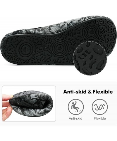 House Slippers for Women Men Cozy Sock Shoes with Soft Rubber Sole Slip On for Indoor/Outdoor 3 Black Leaf $13.76 Slippers