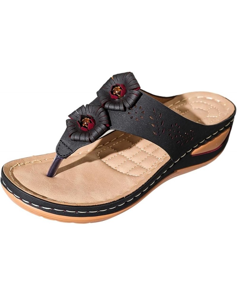 Flip Flop Women Size 12 With Arch Support Clear Sandals For Women Sandals Women Brown Flip Flops Women'S Sand Black-10 $15.64...