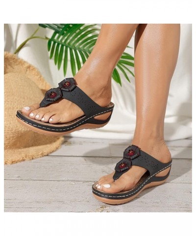 Flip Flop Women Size 12 With Arch Support Clear Sandals For Women Sandals Women Brown Flip Flops Women'S Sand Black-10 $15.64...