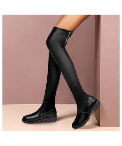 Over the Knee Boots for Women, Platform Thigh High Boots Chunky Heel Knee High Boots Fashion Long Boot Winter Round Toe Stret...