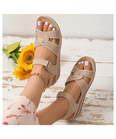 Women's Platform Wedges Sandals Ankle Strap Platform Faux Leather Hook Loop Adjustable Casual Sandal Hollow Out Orthopedic wi...