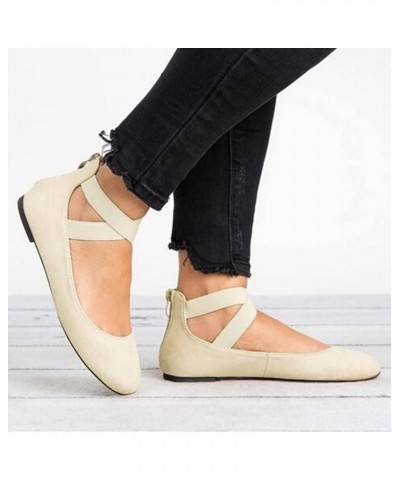 Sandals for Women Girls Fashion Causal Singles Shoes Elastic Flat Shoes Ladies for Women Sandals Strap Women's 7 Beige $14.52...