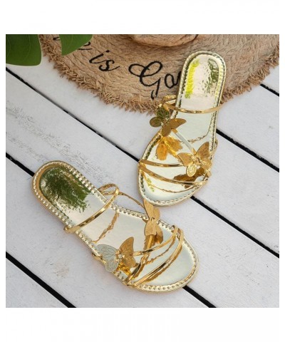 Sandals for Women Wedge Open Toe Buckle Ankle Strappy Slip on Sandals Comfy Slip On Cork Foot Bed 40-nrny-gold-g $11.65 Sandals