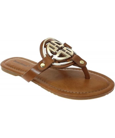 Women's Limit-24 Vegan Flip Flop Thong Slide Flat Sandal New Tan-24 $17.15 Sandals