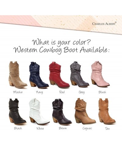 Women's Modern Western Cowboy Distressed Boot with Pull-Up Tabs Tan $22.92 Boots