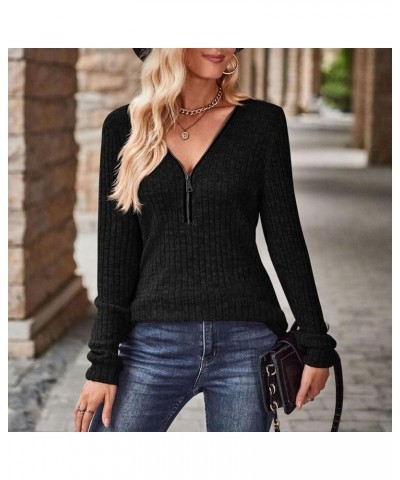 Womens Fashion Casual Zipper V Neck Loose Tops Long Sleeve Tops Pullovers T Shirts Womens Long Sleeve Shirt Black $13.13 Sandals