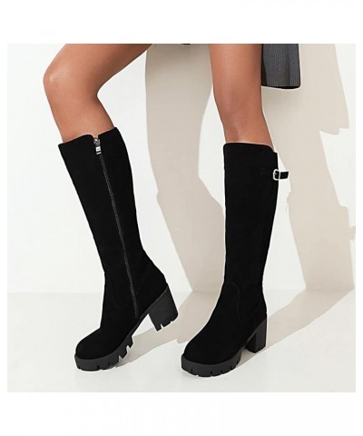 Ankle Boots Chunky Heel Cowboy Boots Laced Boots With Heel Women'S Snow Boots Winter Black $27.31 Boots