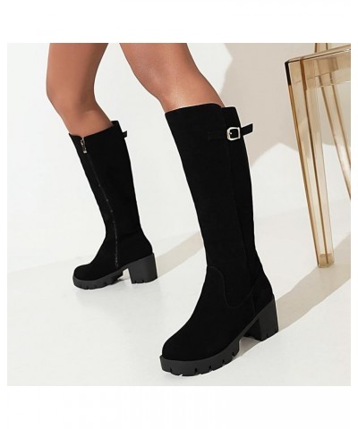 Ankle Boots Chunky Heel Cowboy Boots Laced Boots With Heel Women'S Snow Boots Winter Black $27.31 Boots