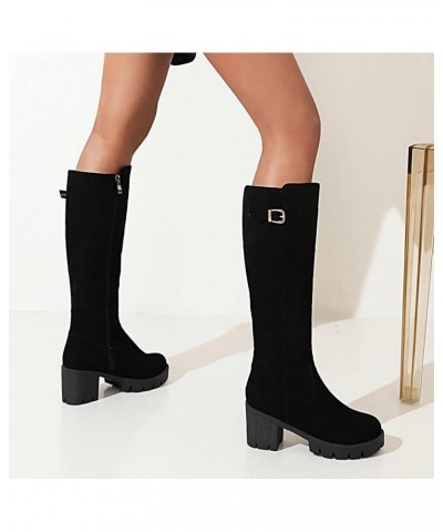 Ankle Boots Chunky Heel Cowboy Boots Laced Boots With Heel Women'S Snow Boots Winter Black $27.31 Boots