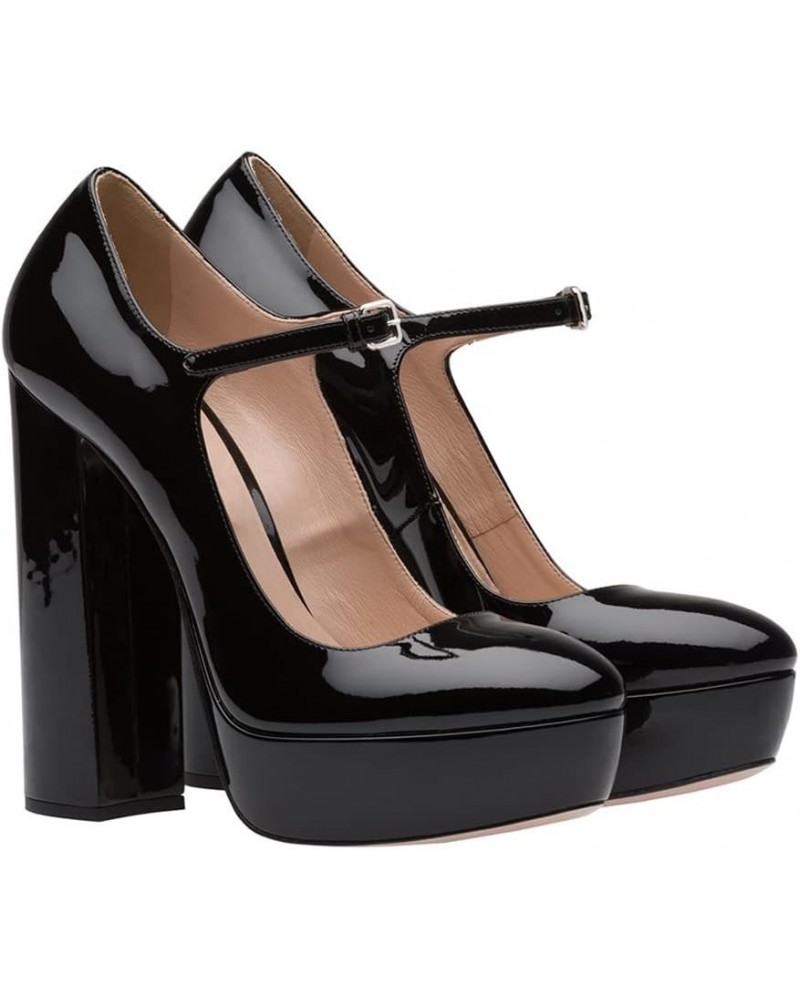 High Heels Ladies Chunky Heel Platform Round Toe Mary Jane Shoes Dress Shoes-Brown||41 38 Black1 $44.50 Pumps