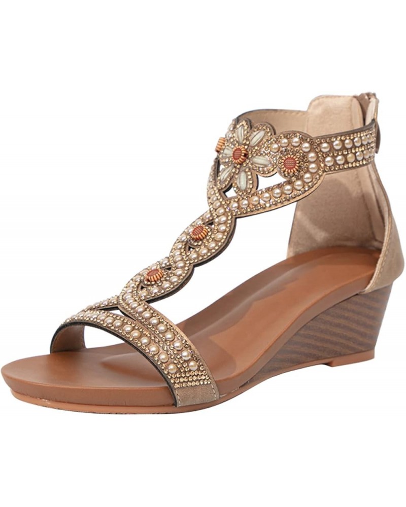 Women's Slide Wedge Sandal Open Toe High Heel Zipper Back Platform Brown5 $31.89 Sandals