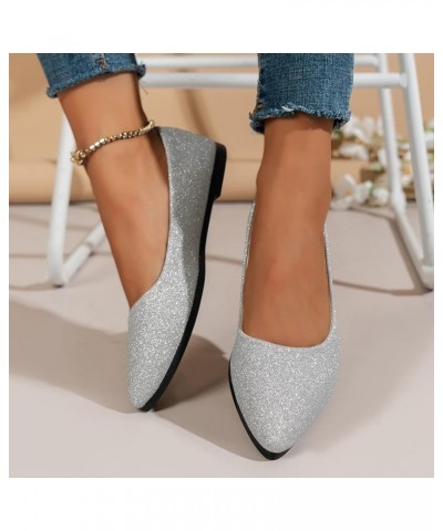 Flats Shoes Women Ankle Strap Buckle Espadrille Wedge Sandals Slides Open Toe Non-Slip Sandal 142-htrns-a-silver $14.39 Sandals