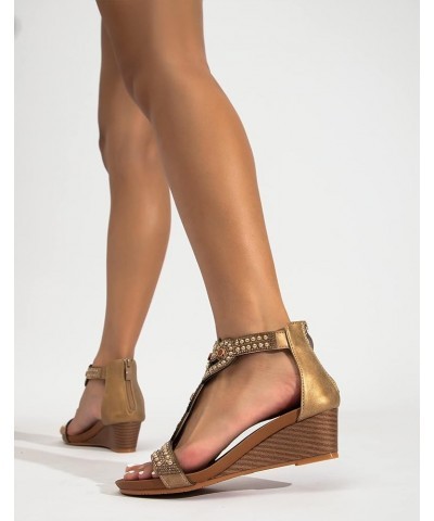 Women's Slide Wedge Sandal Open Toe High Heel Zipper Back Platform Brown5 $31.89 Sandals