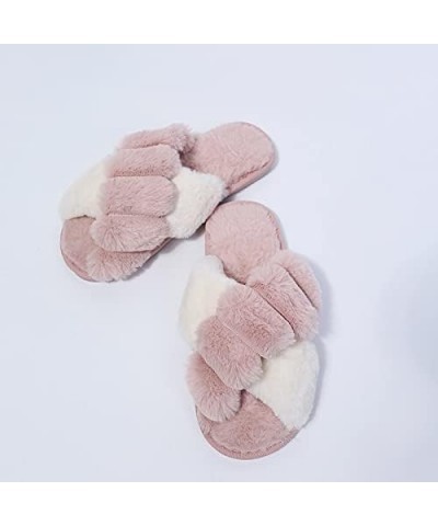 Slippers Slip On Warm Breathable Anti-Skid Sole Slippers Cross Band Soft Plush Cozy House Shoes Women's Fuzzy Open Toe Slippe...