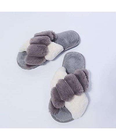 Slippers Slip On Warm Breathable Anti-Skid Sole Slippers Cross Band Soft Plush Cozy House Shoes Women's Fuzzy Open Toe Slippe...