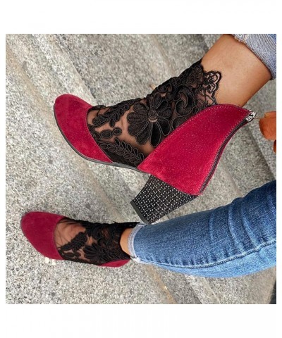 Summer Trendy Heels for Women Fashion Ethnic Style Net Yarn Breathable Closed Toe ​Flowers Back Zipper Casual High Heel Sanda...