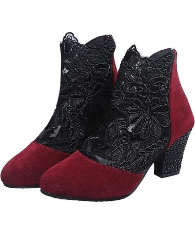 Summer Trendy Heels for Women Fashion Ethnic Style Net Yarn Breathable Closed Toe ​Flowers Back Zipper Casual High Heel Sanda...