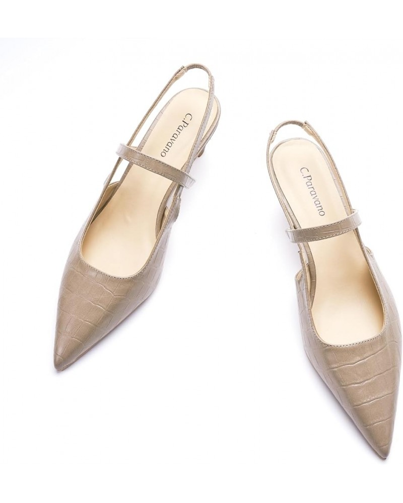 Women's Slingback Flats | Pointed Toe Flats Sandals | Leather Kitten Heels | Closed Heeled Sandal | Wedding Dress Pumps Shoes...