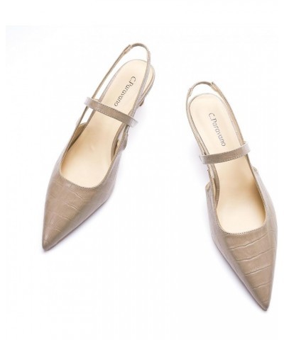 Women's Slingback Flats | Pointed Toe Flats Sandals | Leather Kitten Heels | Closed Heeled Sandal | Wedding Dress Pumps Shoes...