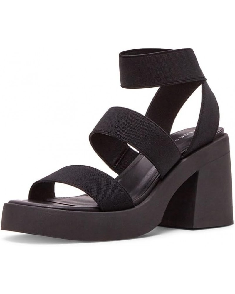 Women's Londen Heeled Sandal Black Fabric $31.73 Sandals