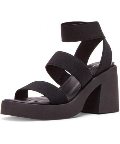 Women's Londen Heeled Sandal Black Fabric $31.73 Sandals