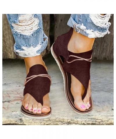 Sandals for Women Dressy Summer Women's Flat Solid Color Sandals Cross Fashion Comfortable Casual Open Toe Lace Decoration Zi...